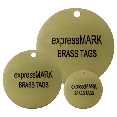 Brass 50mm, 38mm and 25mm laser engraved discs