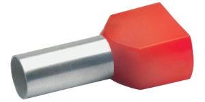 Twin End Sleeve 10mm² x 14mm Pin Red