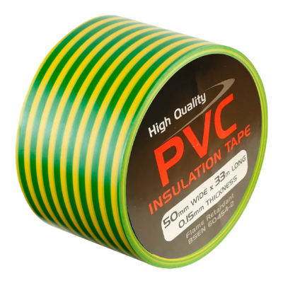 50mm x 33M PVC Tape Green / Yellow