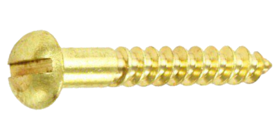 0025 Brass Slotted Roundhead Woodscrew SKU1