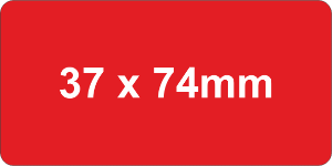 Rigid PVC Adh 37x74mm Red (100pc)