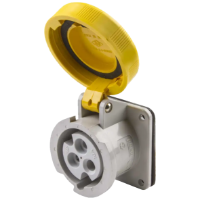 IP67 Panel Socket 16A 2P+E 110V Yellow