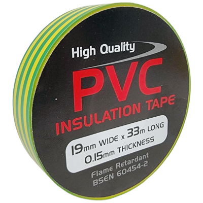 19mm x 33M PVC Tape Green/Yellow