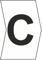 Z-Type Chevron Cut White Letter C