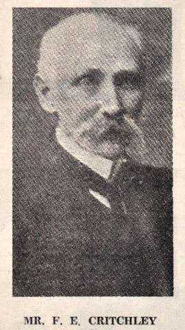 A black and white newspaper image of Francis Edward Critchley