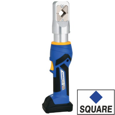 The Klauke EKWF 120ML Battery-Operated Crimping Tool with a box in the corner that says 