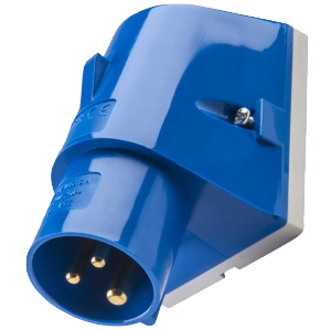 IP44 Wall Mount Plug 16A 2P+E 230V Blue